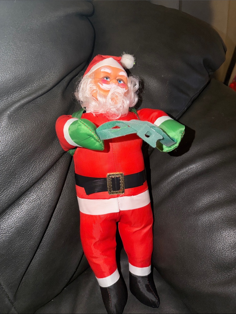 Classic Red Santa Plush Doll with Green Mittens -  Christmas decor festive